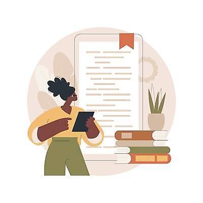 EPS 해외이미지 응시 여자 화분 잎 일러스트 한명 들기 상반신 성인 책 태블릿 독서 쌓기 전자책 베이지색 북마크 책더미 성인여자한명만 해외일러스트 식물 1 시선 컬러 모션 사람 전자제품 스마트기기 무더기 여자한명만 성인여자만 파일형식 벡터 이미지허브