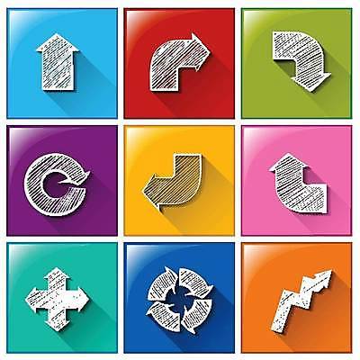 EPS 해외이미지 화살표 일러스트 버튼 사람없음 컬러풀 사인_신호 해외일러스트 컬러 신호 파일형식 벡터 이미지허브