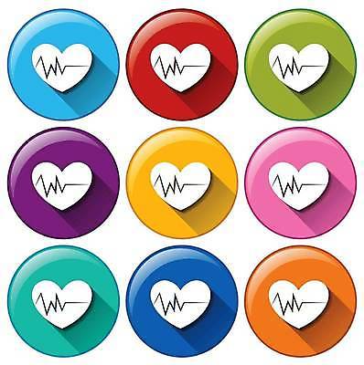 EPS 해외이미지 일러스트 사람없음 세트 컬러풀 하트 원형 맥박 해외일러스트 모양 도형 컬러 의학 파일형식 벡터 이미지허브