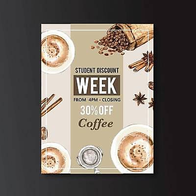 EPS 해외이미지 포스터 커피 일러스트 타이포그라피 사람없음 세일 카페 원두 커피잔 컵받침 메뉴판 베이지색 시나몬스틱 커피자루 팔각회향 해외일러스트 문자 음료 컬러 잔 상점 받침대 향신료 자루 시나몬 파일형식 벡터 이미지허브