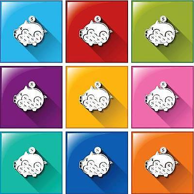 EPS 해외이미지 일러스트 버튼 사람없음 컬러풀 돼지저금통 해외일러스트 컬러 저금통 파일형식 벡터 이미지허브