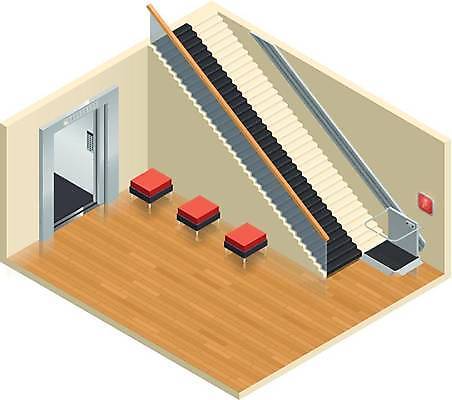 EPS 해외이미지 의자 일러스트 실내 사람없음 일상 계단 공간 엘리베이터 아이소메트릭 해외일러스트 가구 내부 라이프 파일형식 벡터 이미지허브