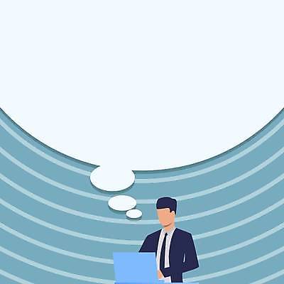 EPS 해외이미지 남자 하늘색 말풍선 곡선 일러스트 프레임 한명 상반신 성인 노트북 비즈니스맨 성인남자한명만 카피스페이스 해외일러스트 1 선 비즈니스 사람 파란색 전자제품 공백 직장인 남자한명만 성인남자만 파일형식 벡터 이미지허브