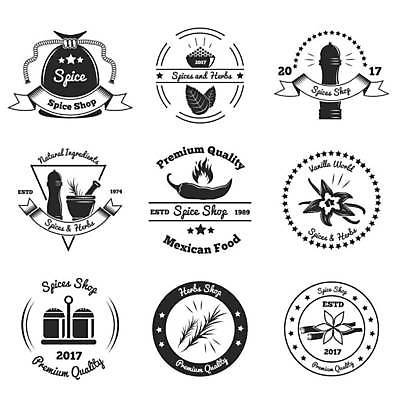 EPS 해외이미지 별 리본 일러스트 고추 사람없음 세트 라벨 원형 심볼 향신료 자루 후추 막자사발 로즈메리 막자 바닐라 시나몬 후추갈이 해외일러스트 자연요소 도형 채소 프레임 사발 허브 분쇄기 향미료 파일형식 벡터 이미지허브