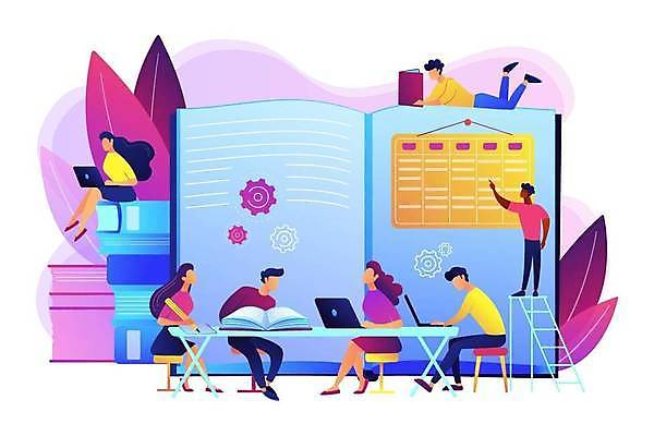 EPS 해외이미지 학생 교육 백그라운드 컨셉 일러스트 수업 추상 협력 설계 함께함 이야기 미술 그래픽 책 친구 학습 유행 시험 플랫 만화 천 준비 그림 대학교 레이아웃 장면 강렬 고립 시험공부 해외일러스트 무늬 학교 관계 문화예술 직물 파일형식 벡터 이미지허브