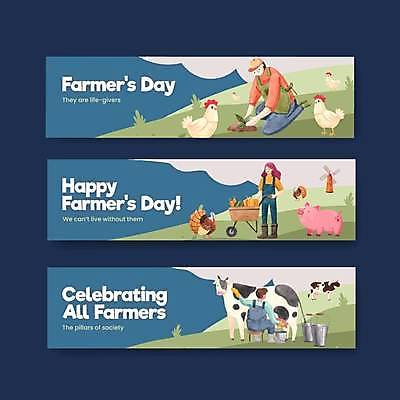 EPS 해외이미지 전신 템플릿 배너 여자 남자 가로배너 여러마리 일러스트 서기 앉기 성인 세명 농장 수레 풍차 닭 돼지 농부 무릎꿇기 양동이 젖소 농업인의날 우유짜기 성인만 배너세트 해외일러스트 직업 기념일 다수 농업 포유류 모션 조류 사람 가로 세트 카트 소 짜기 파일형식 벡터 이미지허브