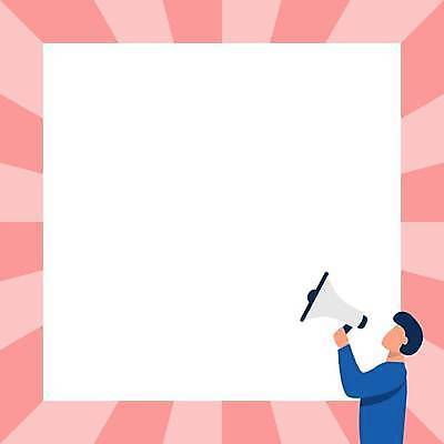 EPS 해외이미지 남자 분홍색 일러스트 프레임 한명 들기 상반신 성인 확성기 외침 알림 성인남자한명만 카피스페이스 해외일러스트 1 컬러 모션 사람 소리 공백 남자한명만 성인남자만 파일형식 벡터 이미지허브
