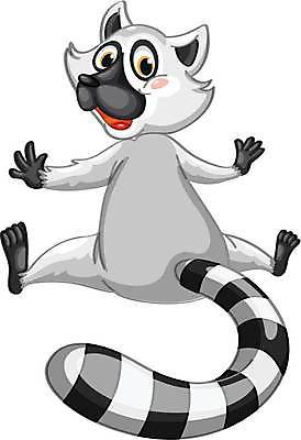 EPS 해외이미지 한마리 동물캐릭터 일러스트 사람없음 귀여움 호랑이꼬리여우원숭이 해외일러스트 일러캐릭터 동물 캐릭터 1 컨셉 원숭이 파일형식 벡터 이미지허브