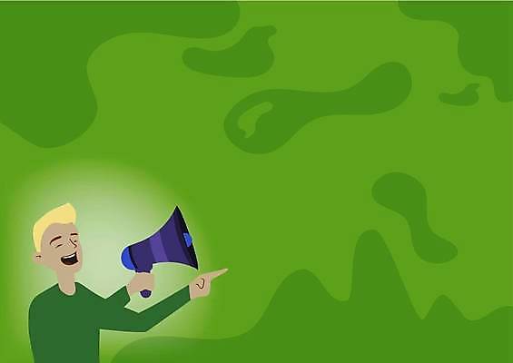 EPS 해외이미지 남자 곡선 일러스트 입벌림 한명 들기 상반신 성인 초록색 확성기 외침 가리킴 알림 성인남자한명만 카피스페이스 해외일러스트 1 선 컬러 모션 표정 사람 손짓 소리 공백 남자한명만 성인남자만 파일형식 벡터 이미지허브