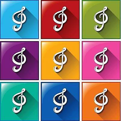 EPS 해외이미지 일러스트 버튼 사람없음 컬러풀 높은음자리표 해외일러스트 컬러 음표 파일형식 벡터 이미지허브