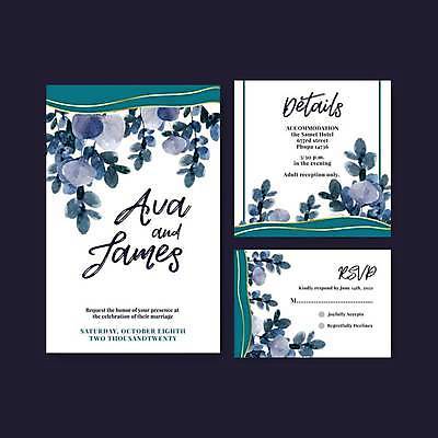 EPS 해외이미지 잎 일러스트 사람없음 흰색 분위기 청첩장 청록색 손그림 감성 해외일러스트 식물 컬러 컨셉 카드_감사 파일형식 벡터 이미지허브