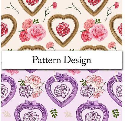 EPS 해외이미지 디자인 꽃 분홍색 꽃무늬 패턴 일러스트 사람없음 보라색 하트 카네이션 해외일러스트 모양 식물 컬러 무늬 파일형식 벡터 이미지허브