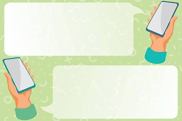 EPS 해외이미지 손 말풍선 일러스트 프레임 들기 신체부위 초록색 스마트폰 사각형 문자메시지 카피스페이스 해외일러스트 도형 컬러 모션 사람 핸드폰 스마트기기 공백 메시지 파일형식 벡터 이미지허브