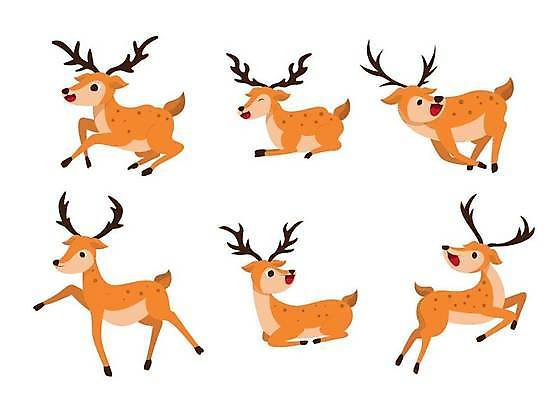 EPS 해외이미지 디자인 포즈 여러마리 일러스트 사슴 앉기 사람없음 세트 달리기 사슴캐릭터 해외일러스트 동물캐릭터 다수 포유류 모션 파일형식 벡터 이미지허브