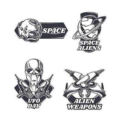 EPS 해외이미지 일러스트 사람없음 세트 라벨 우주 행성 총 외계인 신비 해외일러스트 무기 컨셉 프레임 미확인물체 파일형식 벡터 이미지허브