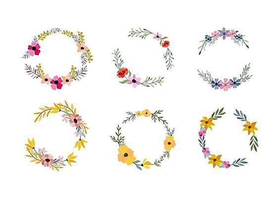 EPS 해외이미지 꽃 잎 일러스트 사람없음 세트 원형 원형프레임 꽃프레임 해외일러스트 도형 식물 프레임 파일형식 벡터 이미지허브