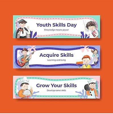 EPS 해외이미지 템플릿 배너 여자 교육 남자 가로배너 분홍색 일러스트 청소년 요리사모자 들기 여러명 상반신 보라색 요리사 교사 가수 기타 프라이팬 화가 장래희망 의사봉 직업체험 민트색 십대만 배너세트 건설근로자 해외일러스트 직업 모자_잡화 컬러 다수 모션 주방용품 현악기 사람 가로 세트 음악가 체험학습 파일형식 벡터 이미지허브