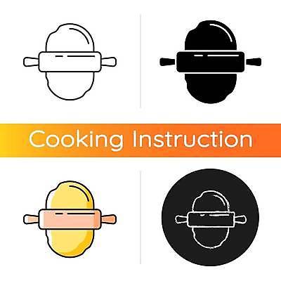 EPS 해외이미지 일러스트 사람없음 플랫 반죽 밀대 밀가루반죽 해외일러스트 주방용품 파일형식 벡터 이미지허브
