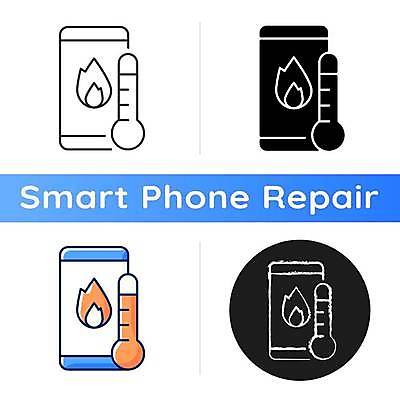 EPS 해외이미지 일러스트 사람없음 스마트폰 손상 뜨거움 플랫 온도계 위험 건전지 고장 온도 베터리 해외일러스트 컨셉 핸드폰 스마트기기 파일형식 벡터 이미지허브