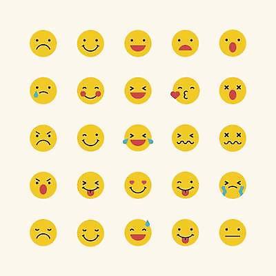 EPS 해외이미지 캐릭터 감정 일러스트 표정 사람없음 세트 노란색 원형 낙서 만화 이모티콘 해외일러스트 일러캐릭터 도형 컬러 파일형식 벡터 이미지허브