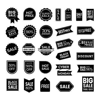 EPS 해외이미지 디자인 일러스트 사람없음 세트 꼬리표 라벨 세일 검은색 해외일러스트 컬러 프레임 파일형식 벡터 이미지허브