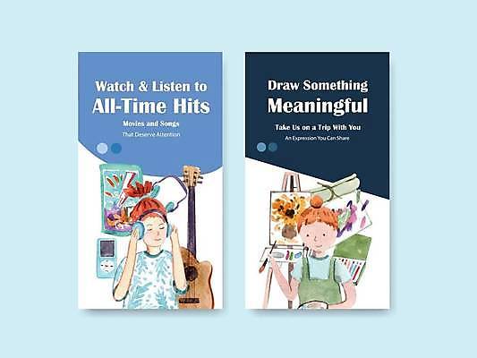 EPS 해외이미지 여자 음악 일러스트 색연필 미술 상반신 성인 취미 두명 파란색 세트 헤드폰 음악감상 기타 붓 그리기 MP3 이젤 그림 소셜네트워크 소셜미디어 성인여자만 해외일러스트 컬러 음향기기 모션 현악기 문화예술 학용품 사람 전자제품 미술도구 감상 여자만 성인만 파일형식 벡터 이미지허브