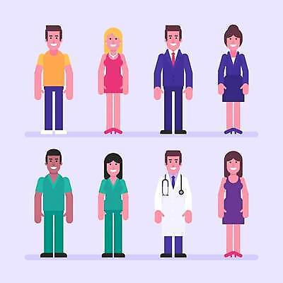 EPS 해외이미지 직업 캐릭터 여자 남자 일러스트 비즈니스 노동자 사람 정장 성인 세트 간호사 의사 업무 비즈니스맨 비즈니스우먼 그룹 플랫 만화 수집 경영자 해외일러스트 일러캐릭터 옷 의료진 작업 직장인 리더 파일형식 벡터 이미지허브