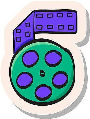 EPS 해외이미지 스티커 일러스트 사람없음 초록색 보라색 필름 심볼 해외일러스트 컬러 파일형식 벡터 이미지허브