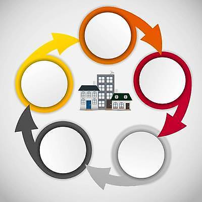 EPS 해외이미지 디자인 화살표 일러스트 비즈니스 사람없음 건물 자료 인포그래픽 정보 원형 연결 레이아웃 순환 해외일러스트 도형 건축물 모션 파일형식 벡터 이미지허브