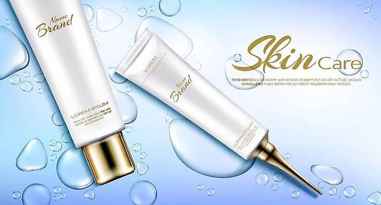 EPS 해외이미지 일러스트 사람없음 파란색 뷰티 화장품 금색 물방울 해외일러스트 컬러 파일형식 벡터 이미지허브