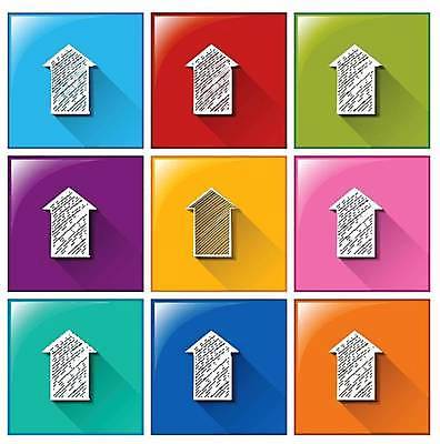 EPS 해외이미지 일러스트 버튼 주택 사람없음 컬러풀 집모양 해외일러스트 모양 컬러 건물 파일형식 벡터 이미지허브