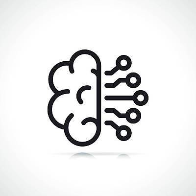 EPS 해외이미지 선 일러스트 학습 기계 플랫 연결 사이버 심볼 뇌 윤곽 얇은 인공 지능 AI_인공지능 해외일러스트 교육 파일형식 벡터 이미지허브