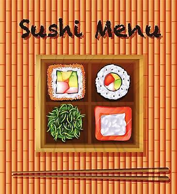 EPS 해외이미지 그릇 일러스트 사람없음 주황색 메뉴 대나무발 나무젓가락 롤스시 캘리포니아롤 일본음식 참치초밥 해외일러스트 식기 음식 컬러 젓가락 초밥 파일형식 벡터 이미지허브