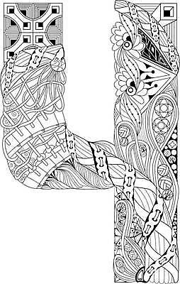 EPS 해외이미지 선 일러스트 추상 사람없음 숫자 4 그림 젠탱글 해외일러스트 문자 무늬 파일형식 벡터 이미지허브