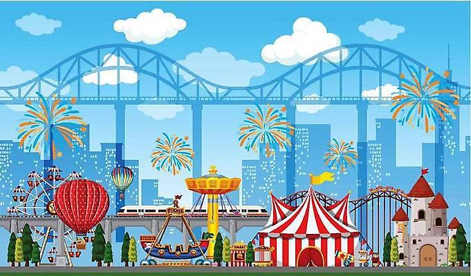 EPS 해외이미지 일러스트 폭죽 불꽃놀이 사람없음 건물 파란색 놀이공원 열기구 도시 성 서커스 대관람차 회전목마 롤러코스터 매표소 바이킹 해외일러스트 건축물 컬러 항공교통 놀이 테마파크 놀이기구 파일형식 벡터 이미지허브