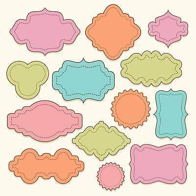 EPS 해외이미지 문양 점선 스티커 일러스트 사람없음 세트 라벨 심플 파스텔톤 해외일러스트 선 컬러 프레임 파일형식 벡터 이미지허브