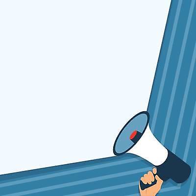 EPS 해외이미지 손 일러스트 프레임 들기 신체부위 파란색 확성기 외침 알림 카피스페이스 해외일러스트 컬러 모션 사람 소리 공백 파일형식 벡터 이미지허브