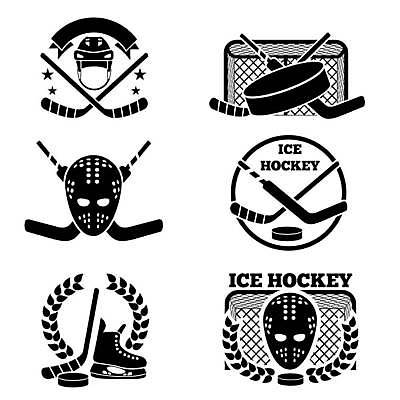 EPS 해외이미지 일러스트 사람모양 사람없음 세트 라벨 헬멧 아이스하키 하키 하키채 아이스하키골대 월계수 하키용품 해외일러스트 모양 스포츠용품 겨울스포츠 프레임 구기 보호장비 파일형식 벡터 이미지허브