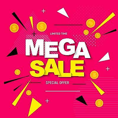 EPS 해외이미지 분홍색 일러스트 이벤트 타이포그라피 사람없음 세일 동전 삼각형 해외일러스트 도형 문자 컬러 돈 파일형식 벡터 이미지허브