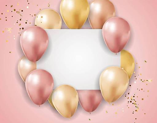 EPS 해외이미지 분홍색 백그라운드 일러스트 프레임 이벤트 사람없음 파티 축하 생일 화려 초대 꽃가루 풍선 카피스페이스 해외일러스트 기념일 컬러 컨셉 공백 가루 파일형식 벡터 이미지허브