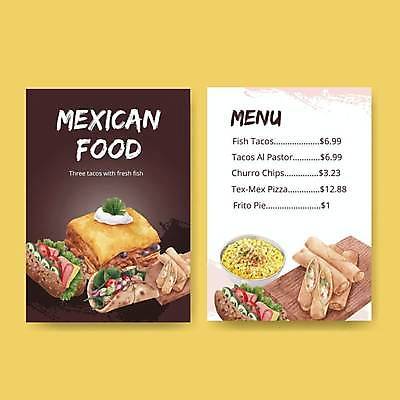 EPS 해외이미지 그릇 리플렛 일러스트 패스트푸드 사람없음 갈색 식당 메뉴 메뉴판 멕시코음식 타코 나무도마 해외일러스트 식기 컬러 도마 서양음식 목재 상점 인스턴트 파일형식 벡터 이미지허브