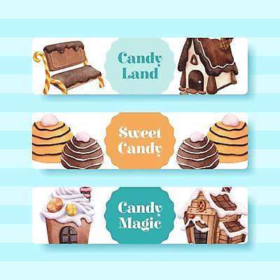 EPS 해외이미지 하늘색 의자 일러스트 주택 사람없음 갈색 노란색 초콜릿 질감 과자집 배너세트 해외일러스트 배너 컬러 가구 디저트 건물 파란색 세트 파일형식 벡터 이미지허브