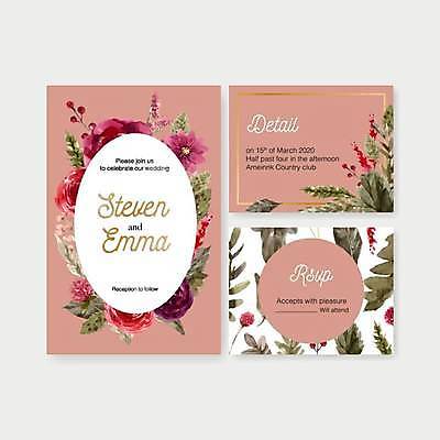 EPS 해외이미지 꽃 분홍색 결혼 잎 카드템플릿 일러스트 사람없음 원형 청첩장 초대장 초대 해외일러스트 도형 식물 템플릿 컬러 카드_감사 이벤트 파일형식 벡터 이미지허브