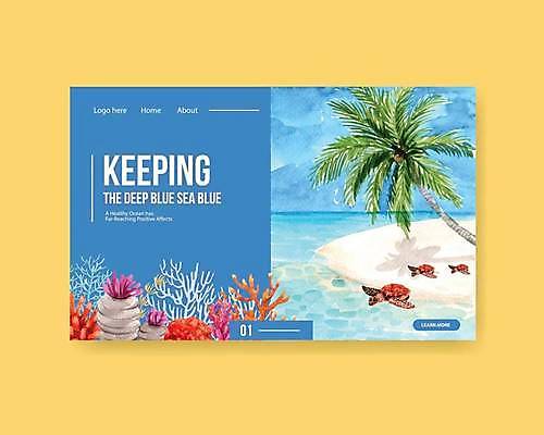 EPS 해외이미지 섬 일러스트 해변 사람없음 파란색 여름휴가 바캉스 야자수 홈페이지 산호 산호초 바다거북 해외일러스트 나무 바다 컬러 휴가 수중식물 자포동물 거북이 파일형식 벡터 여름_계절 이미지허브