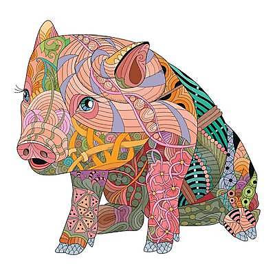 EPS 해외이미지 동물 선 일러스트 추상 사람없음 돼지 그림 젠탱글 해외일러스트 무늬 포유류 파일형식 벡터 이미지허브