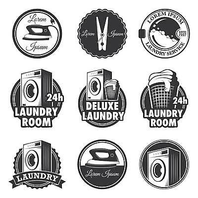 EPS 해외이미지 리본 일러스트 사람없음 세트 라벨 원형 심볼 세탁기 빨래집게 다리미 빨래바구니 세탁소 코인세탁실 해외일러스트 도형 프레임 집게 바구니 가전제품 빨래 빨래방 파일형식 벡터 이미지허브