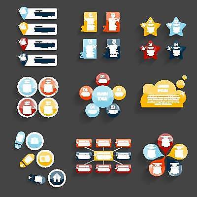 EPS 해외이미지 별 꽃무늬 일러스트 비즈니스 사람없음 세트 사각형 인포그래픽 원형 발자국 구름모양 해외일러스트 자연요소 모양 도형 꽃 무늬 자국 파일형식 벡터 구름_자연 이미지허브