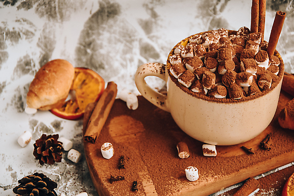 포토 JPG 해외이미지 회색배경 실내 따뜻함 사람없음 머그컵 달콤 크루아상 솔방울 감성 코코아 건과일 마시멜로우 나무도마 시나몬스틱 코코아가루 해외포토 음료 빵 백그라운드 컨셉 과일 디저트 건조 도마 내부 목재 컵 회색 맛 가루 시나몬 파일형식 이미지허브