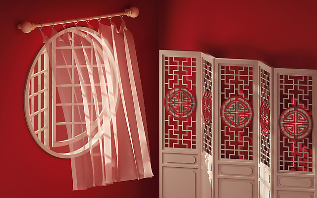 포토 JPG 해외이미지 백그라운드 바람 사람없음 빨간색 3D 공간 커튼 오픈 병풍 중국전통 전통창문 스타일 해외포토 자연요소 전통 컬러 창문 날씨 중국 디지털합성 파일형식 이미지허브