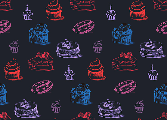 JPG 해외이미지 백그라운드 패턴 일러스트 사람없음 빵집 도넛 조각케이크 스케치 컵케이크 해외일러스트 무늬 디저트 미술 케이크 상점 파일형식 이미지허브